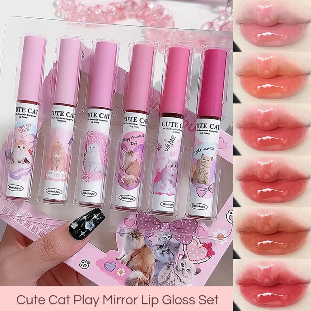 Cat Mirror Lip Glaze Set